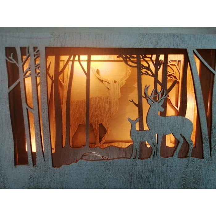Dekoracja Drewniana LED Jelonki Świąteczna Sumkee